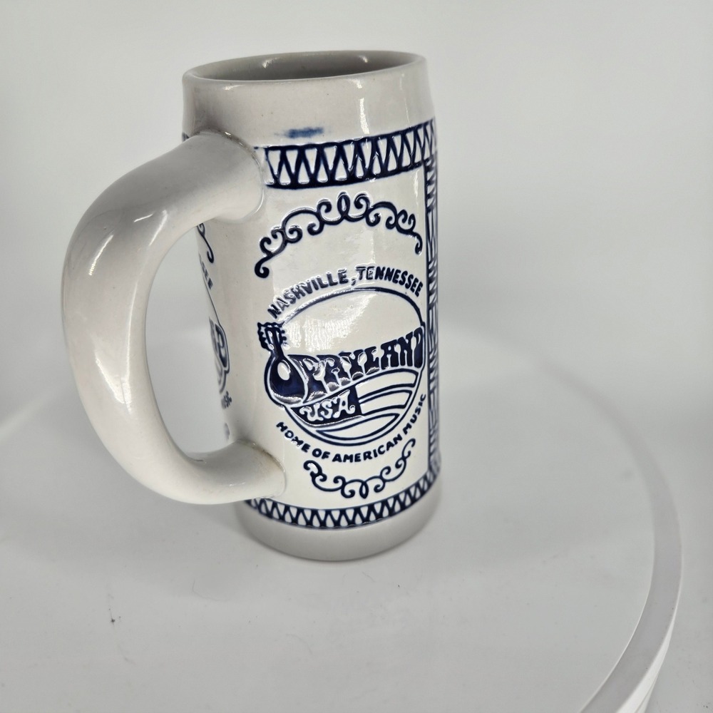 Vintage Opryland USA Grand Ole Opry House Beer Stein Ceramarte Brazil Blue White - Picture 3 of 8